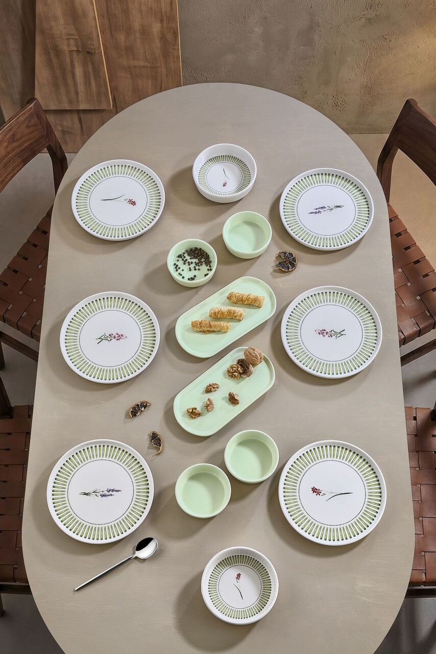 Set de mic dejun, Hermia, 430KSV4404, Platou: 22 x 11 x 3,5 cm (2 bucăți), Verde deschis - imagine 7